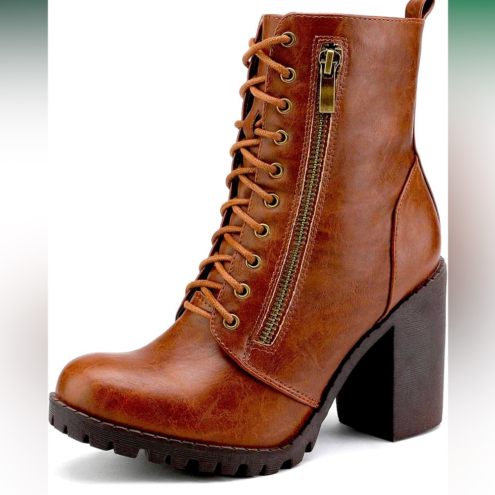 DREAM PAIRS Womens Combat Ankle Boots Chunky Heel Lace up Fashion Heeled Booties
